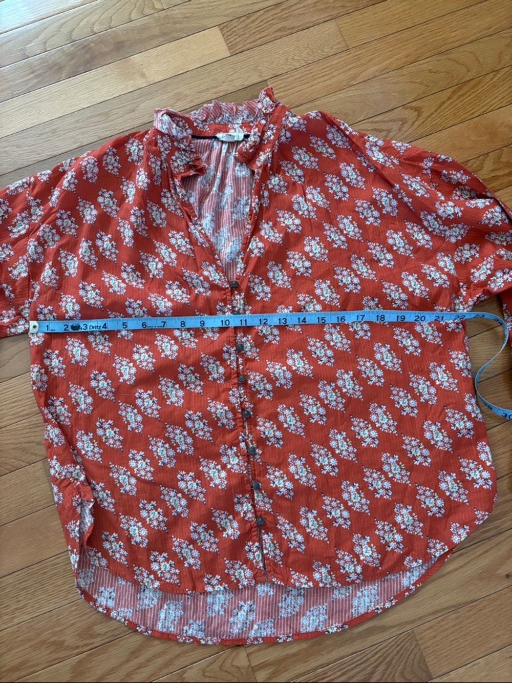 Pilcro Coral Red Floral Button-Down Shirt - Picture 8 of 9